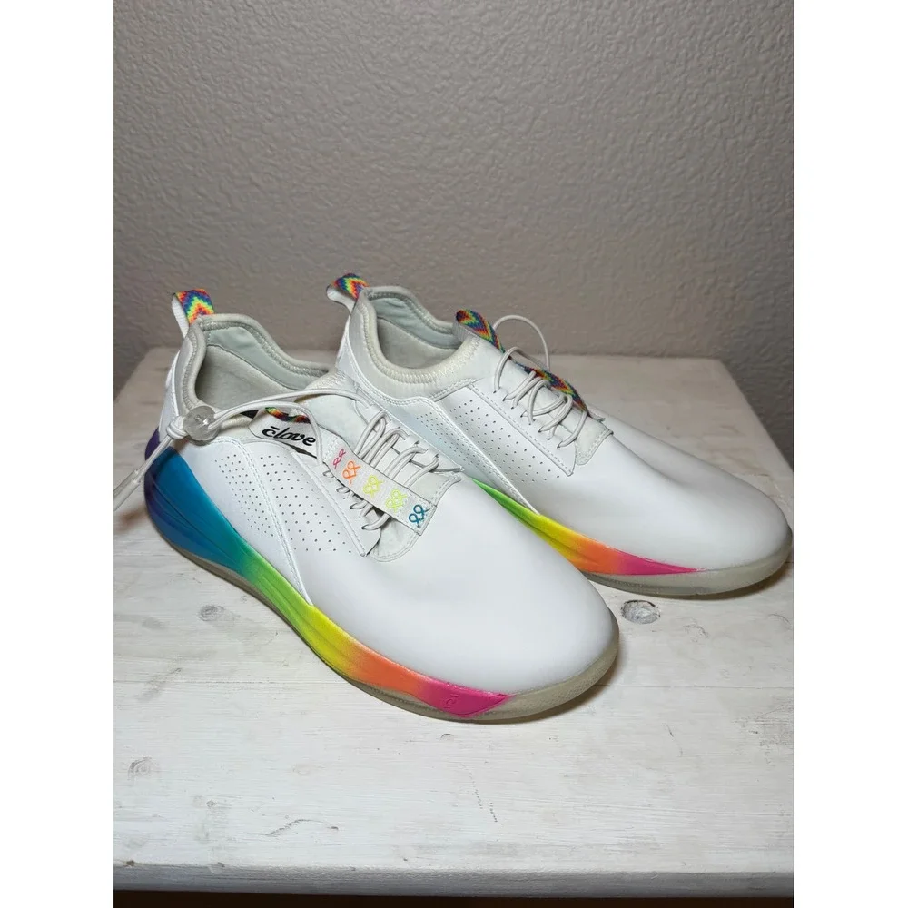 Clove Pride Solo Sneakers White Rainbow Womens 8.5 Mens 7 Nursing Medical Shoes